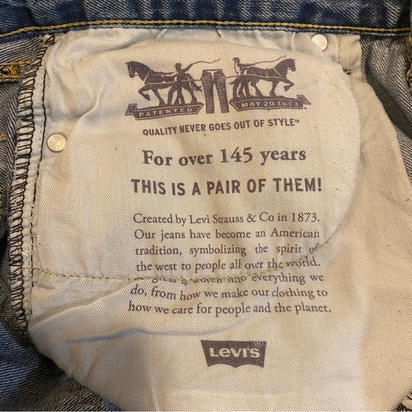 Levis Jeans Mens 38x30 Blue 505 Regular Fit‎ Straight Medium Wash Denim Cotton - Picture 5 of 7